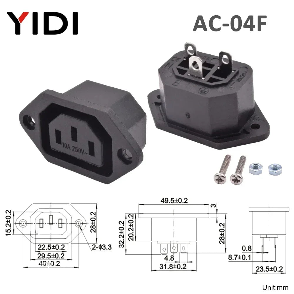 5pcs/lot 3 Pin IEC 320 C13 C14 Electrical Inlet AC Power Plug Socket  10A 250V