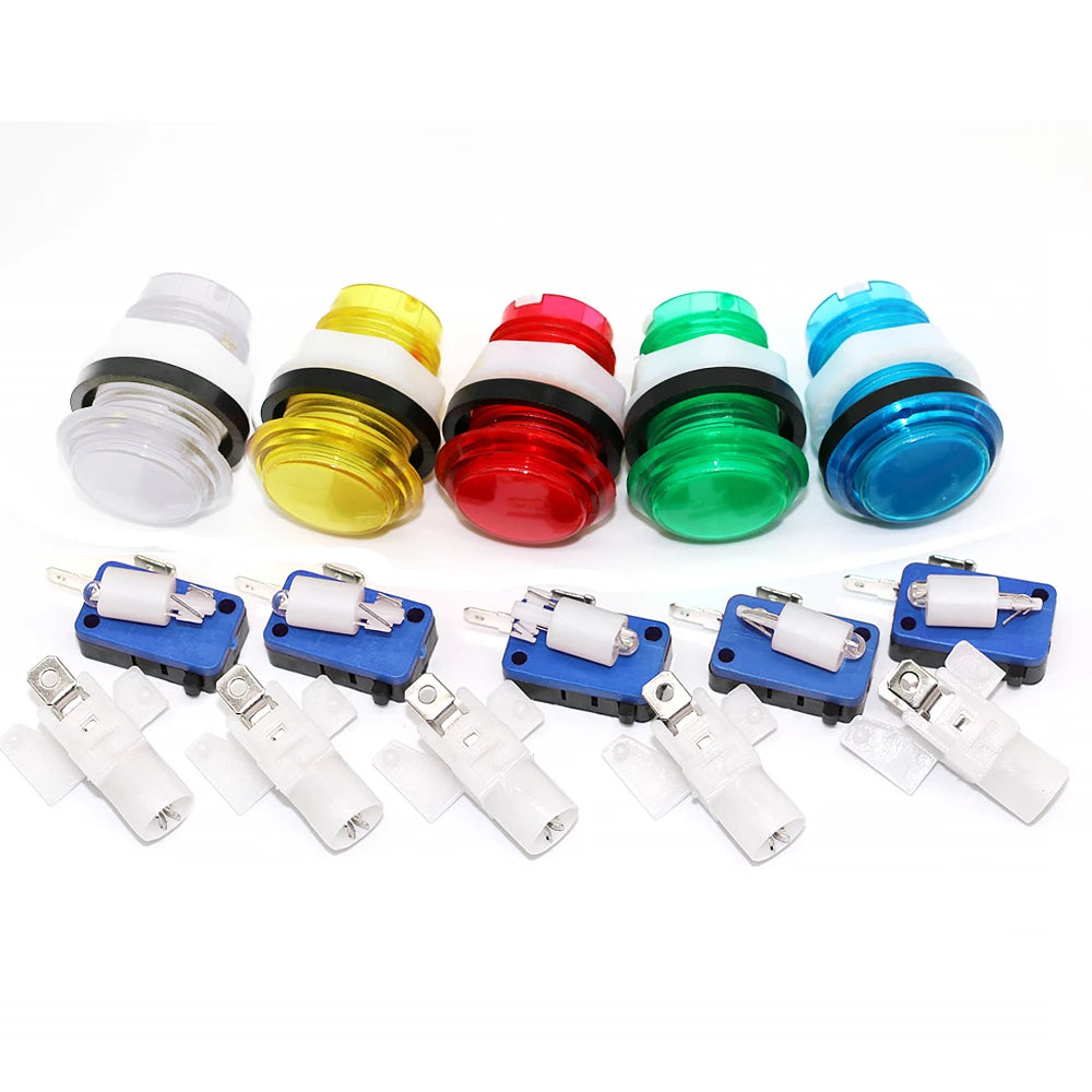 5V 12V Light Clear Plastic Push Button 33mm Led Illuminated For Coin Arcade Game