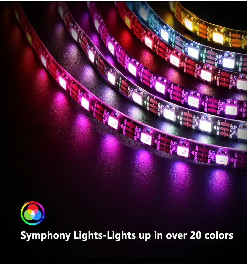LED Light DC5V Smart Pixel RGB Led Strip Light Individually Addressable IC IP30 IP65 IP67 Magic Tape Light Black PCB