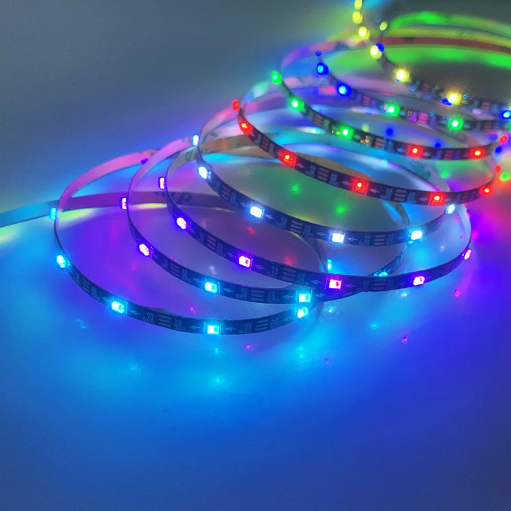 DC 5V 3mm Narrow Width White Black PCB WS2812B LED Strip 60Leds/m 2020 RGB Individually Addressable Dream Color Pixel Light Tape