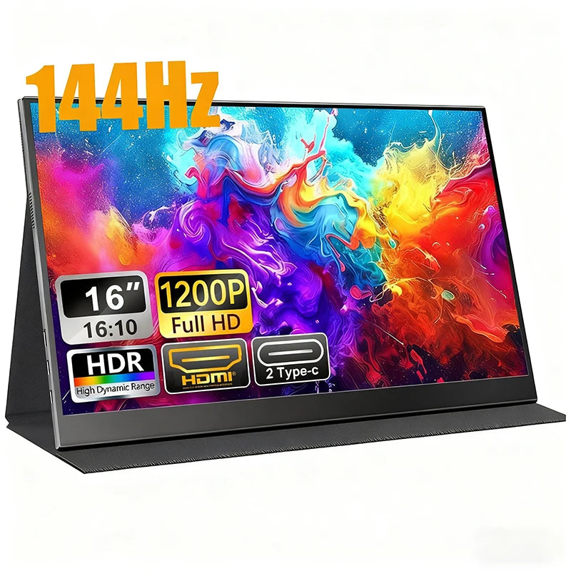 16 inch Portable Monitor FHD IPS Screen 1200P HDR 16:10 Display with VESA Hole HDMI USB Type-C
