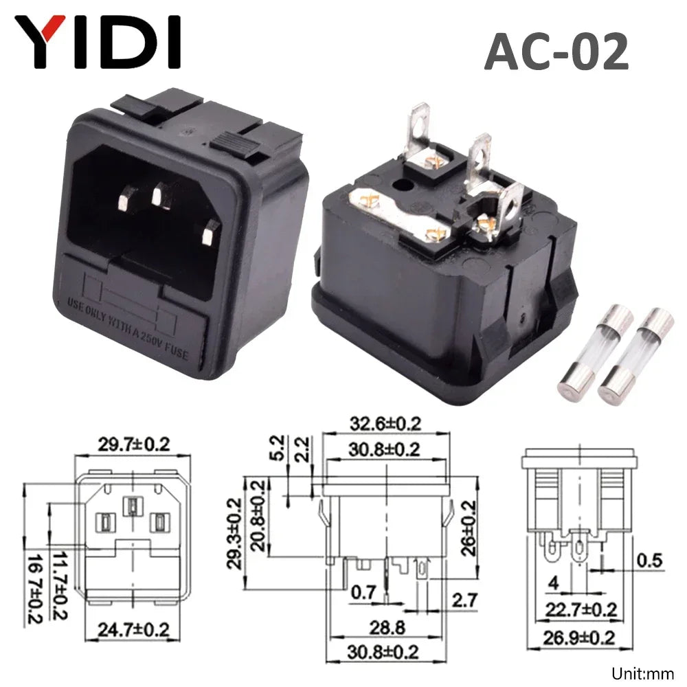 5pcs/lot 3 Pin IEC 320 C13 C14 Electrical Inlet AC Power Plug Socket  10A 250V