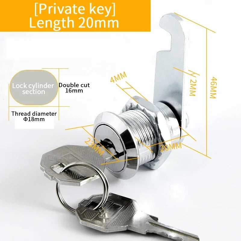 5/20 Sets Metal Cam Lock With Keys 16mm/20MM/25MM/30MM