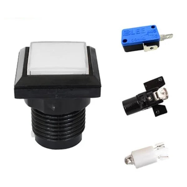 Arcade Square Push Buttons Illuminated 12V LED Light Built-in Microswitch 33*33mm