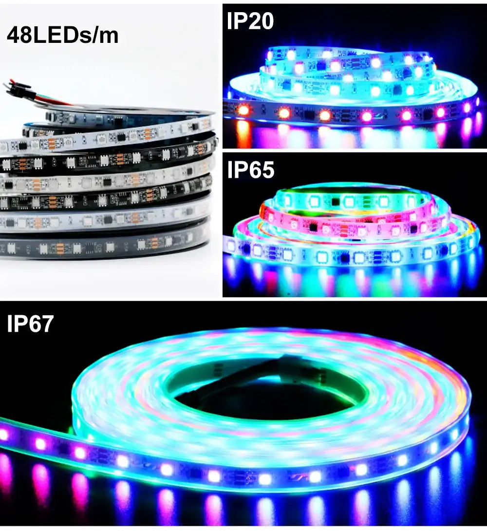 5m RGB full color Led Pixel Strip Light DC12V 30/48/60/72LEDs Addressable 5050 RGB Smart LED Tape