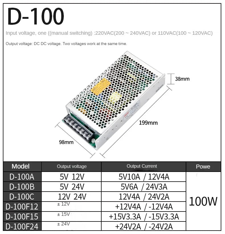 Dual Output Switching Power Supply 5V 12V 24V AC/DC Transformer