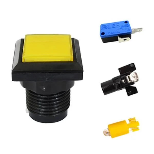 Square Lighted Buttons Illuminated Push Button With Micro Switch For Arcade Game Machines 5 Colors 33*33mm