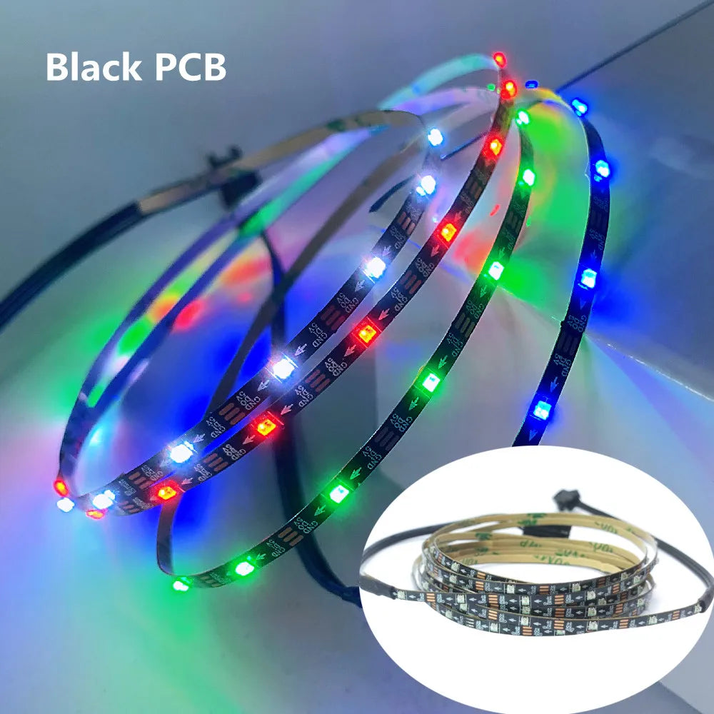 DC 5V 3mm Narrow Width White Black PCB WS2812B LED Strip 60Leds/m 2020 RGB Individually Addressable Dream Color Pixel Light Tape