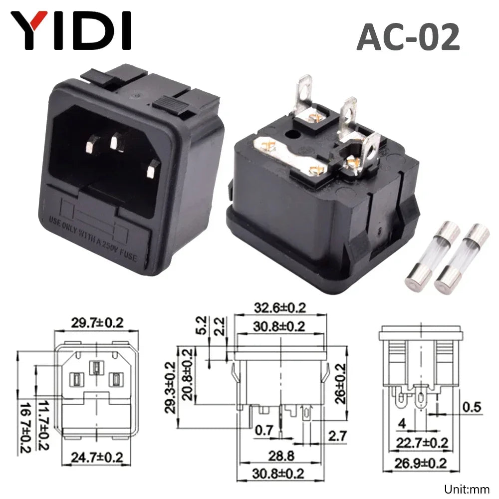 5pcs/lot 3 Pin IEC 320 C13 C14 Electrical Inlet AC Power Plug Socket  10A 250V