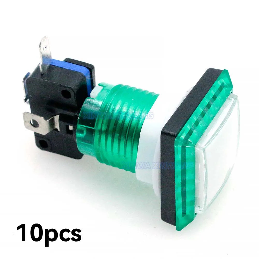 10PCS 32mm Clear Square Light Led Push Button Arcade 12v Illuminated Switches