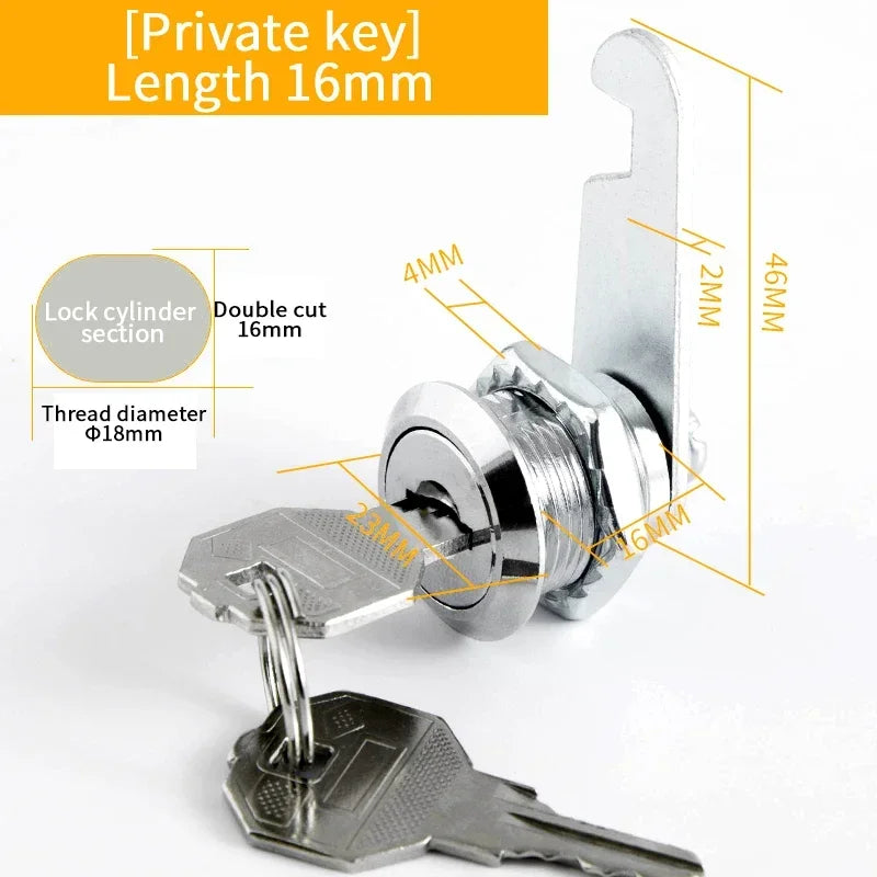 5/20 Sets Metal Cam Lock With Keys 16mm/20MM/25MM/30MM