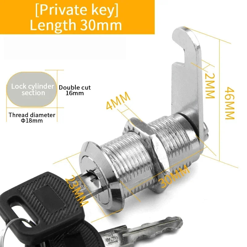 5/20 Sets Metal Cam Lock With Keys 16mm/20MM/25MM/30MM