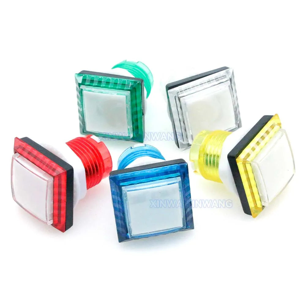 10PCS 32mm Clear Square Light Led Push Button Arcade 12v Illuminated Switches