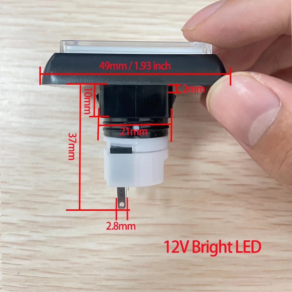 Square LED Illuminated Push Button with Micro Switch 49 x 49 mm, Arcade Machine Game 12V