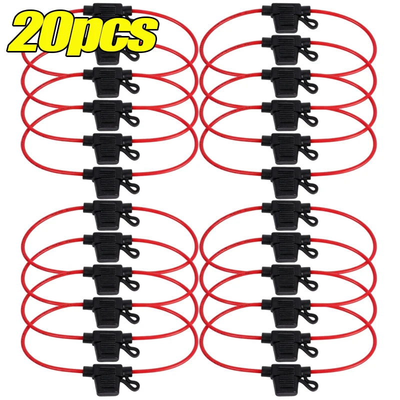In Line Fuse Socket Mini Blade Fuse Holder Splash-Proof 12V 30A with Fuse Blade 5-20pcs