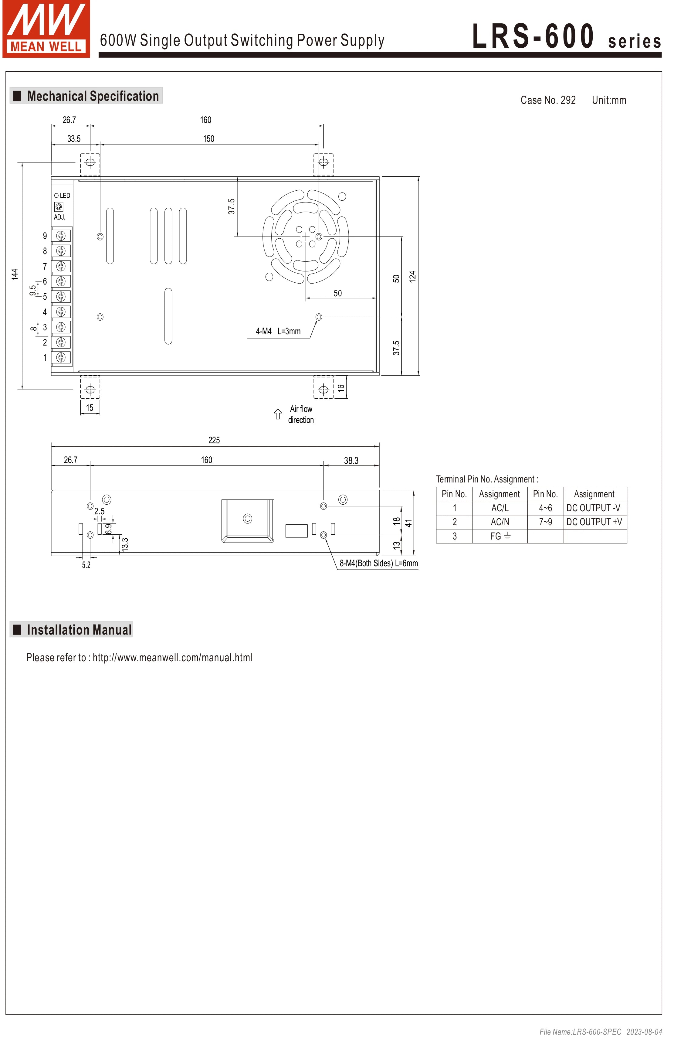 Mean Well AC to DC SMPS Meanwell 5V 12V 15V 24V 48V LRS-50/75/100/150/200/350/450/600 LED Switching Power Supply