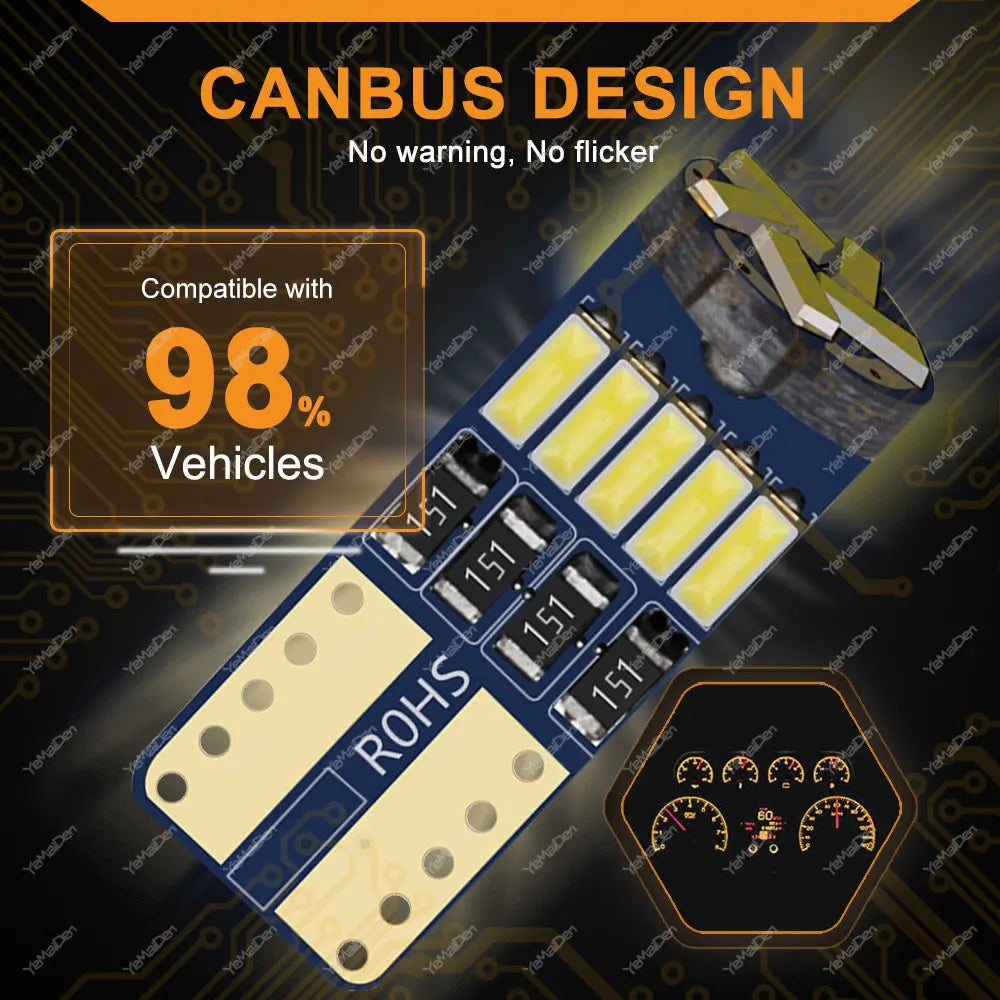 2/4/10/50 PCS T10 W5W LED Bulb CANBUS 12V