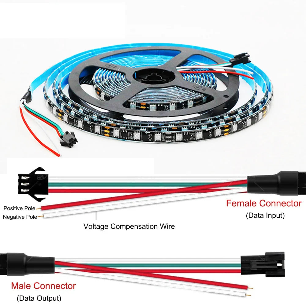 5m RGB full color Led Pixel Strip Light DC12V 30/48/60/72LEDs Addressable 5050 RGB Smart LED Tape