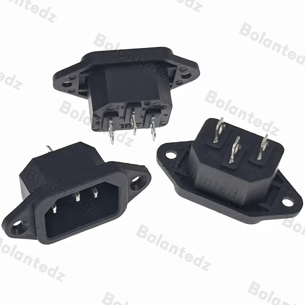 3/5/10pcs/lot IEC C14 3Pins Male Plug Panel Power Inlet Sockets Connectors AC 250V 10A