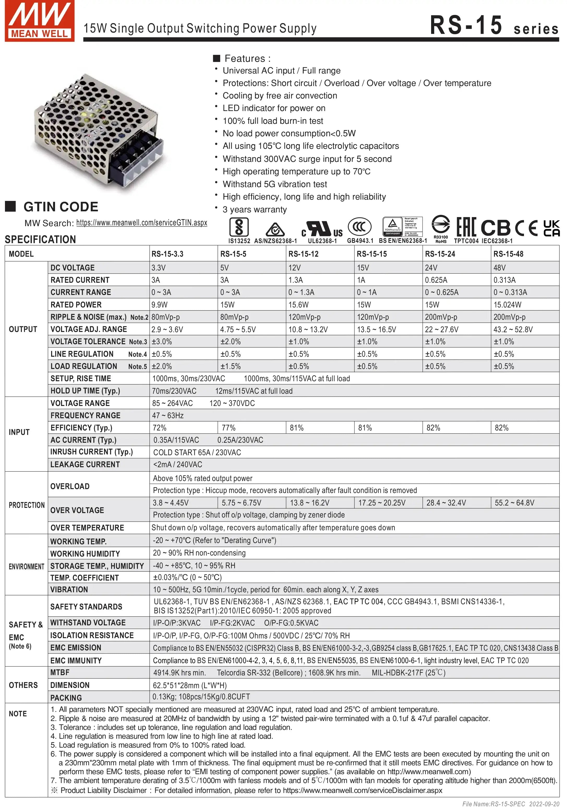 Mean Well AC to DC SMPS Meanwell 5V 12V 15V 24V 48V LRS-50/75/100/150/200/350/450/600 LED Switching Power Supply
