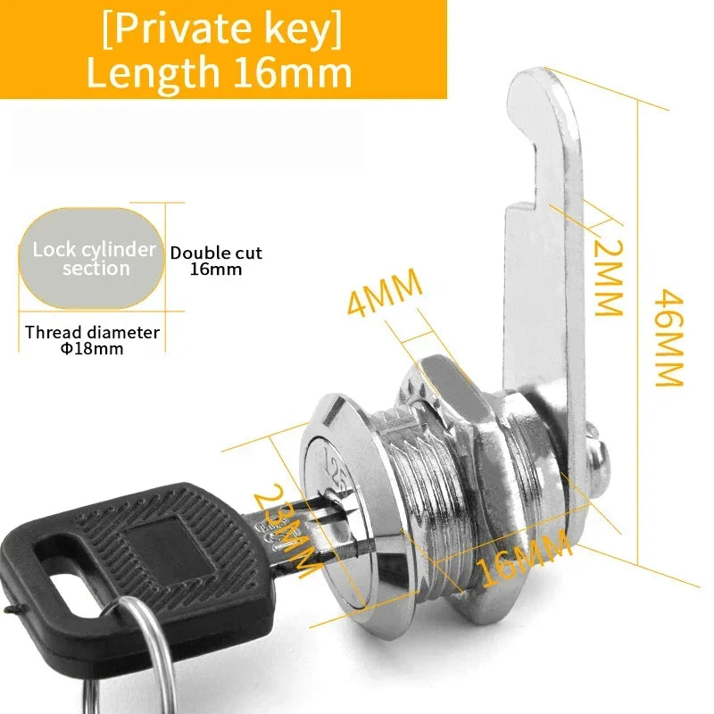 5/20 Sets Metal Cam Lock With Keys 16mm/20MM/25MM/30MM