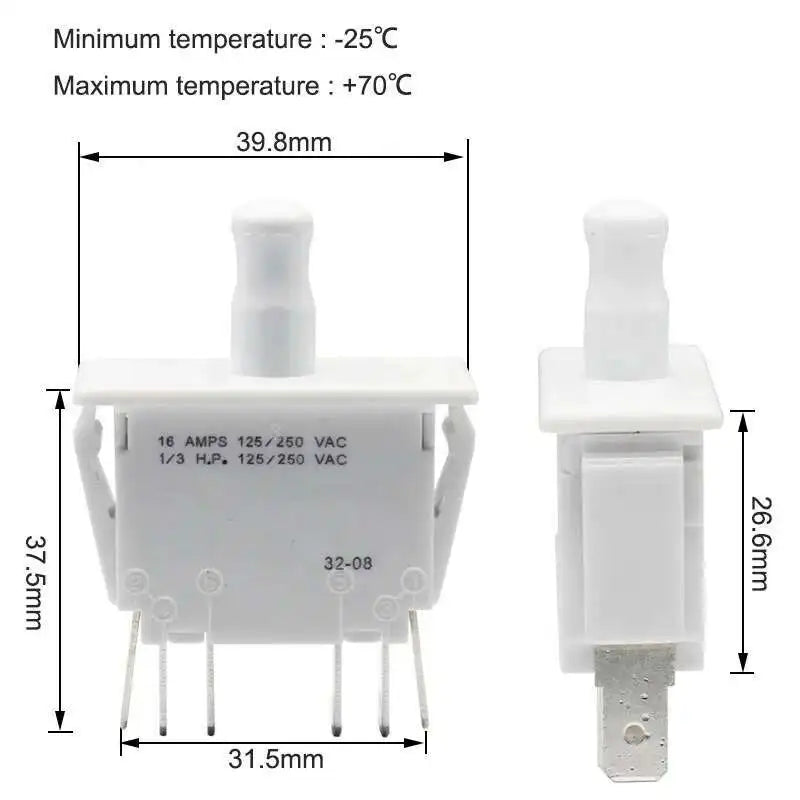 Push-Pull 6 PIN Interlock Way Closing Double Pole Sliding Door Switch DPDT