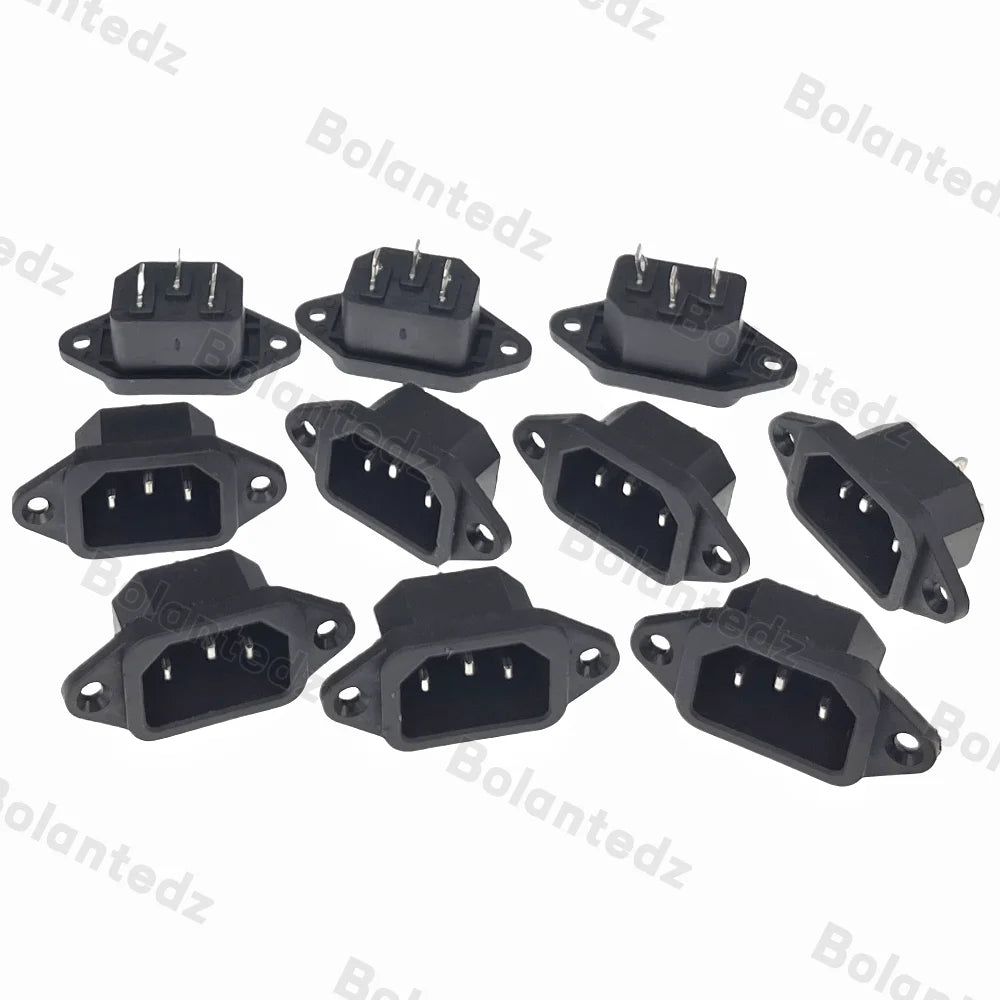 3/5/10pcs/lot IEC C14 3Pins Male Plug Panel Power Inlet Sockets Connectors AC 250V 10A
