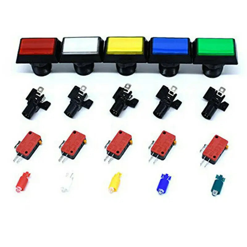 Arcade Push Buttons  Illuminated 5 Colours LED Light Lamps 30*50mm Rectangular Arcade Push Button With Microswitch