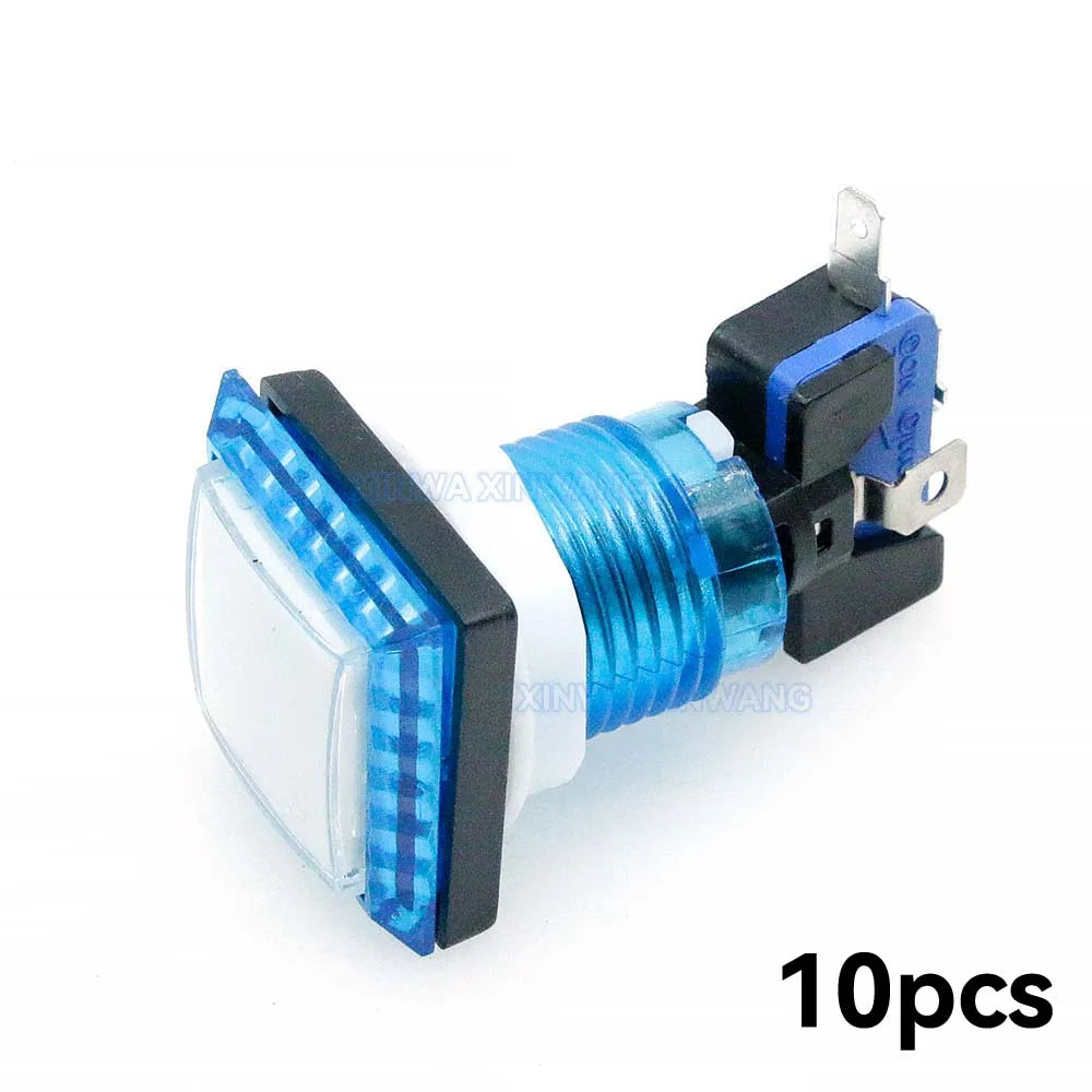 10PCS 32mm Clear Square Light Led Push Button Arcade 12v Illuminated Switches