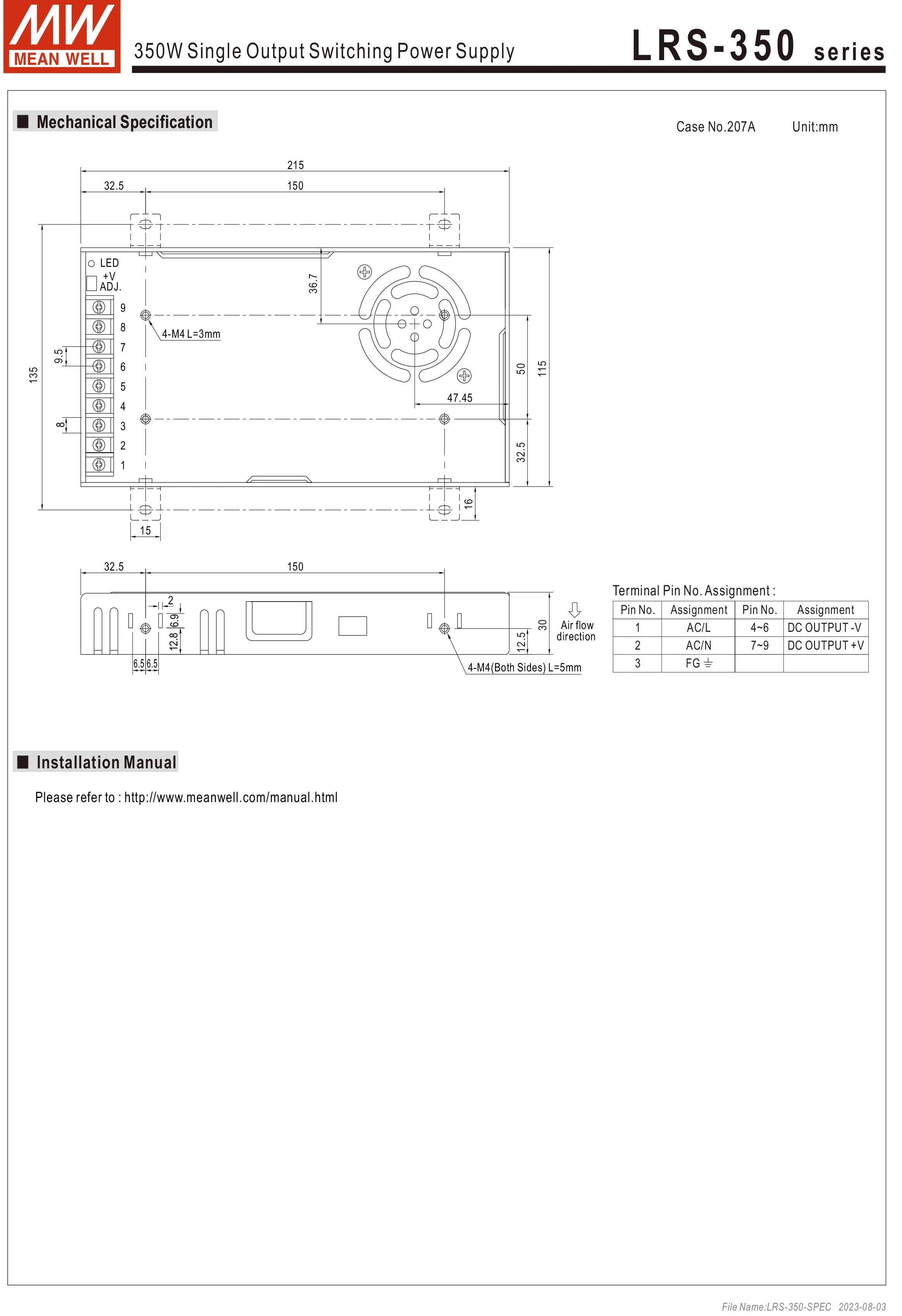 Mean Well AC to DC SMPS Meanwell 5V 12V 15V 24V 48V LRS-50/75/100/150/200/350/450/600 LED Switching Power Supply