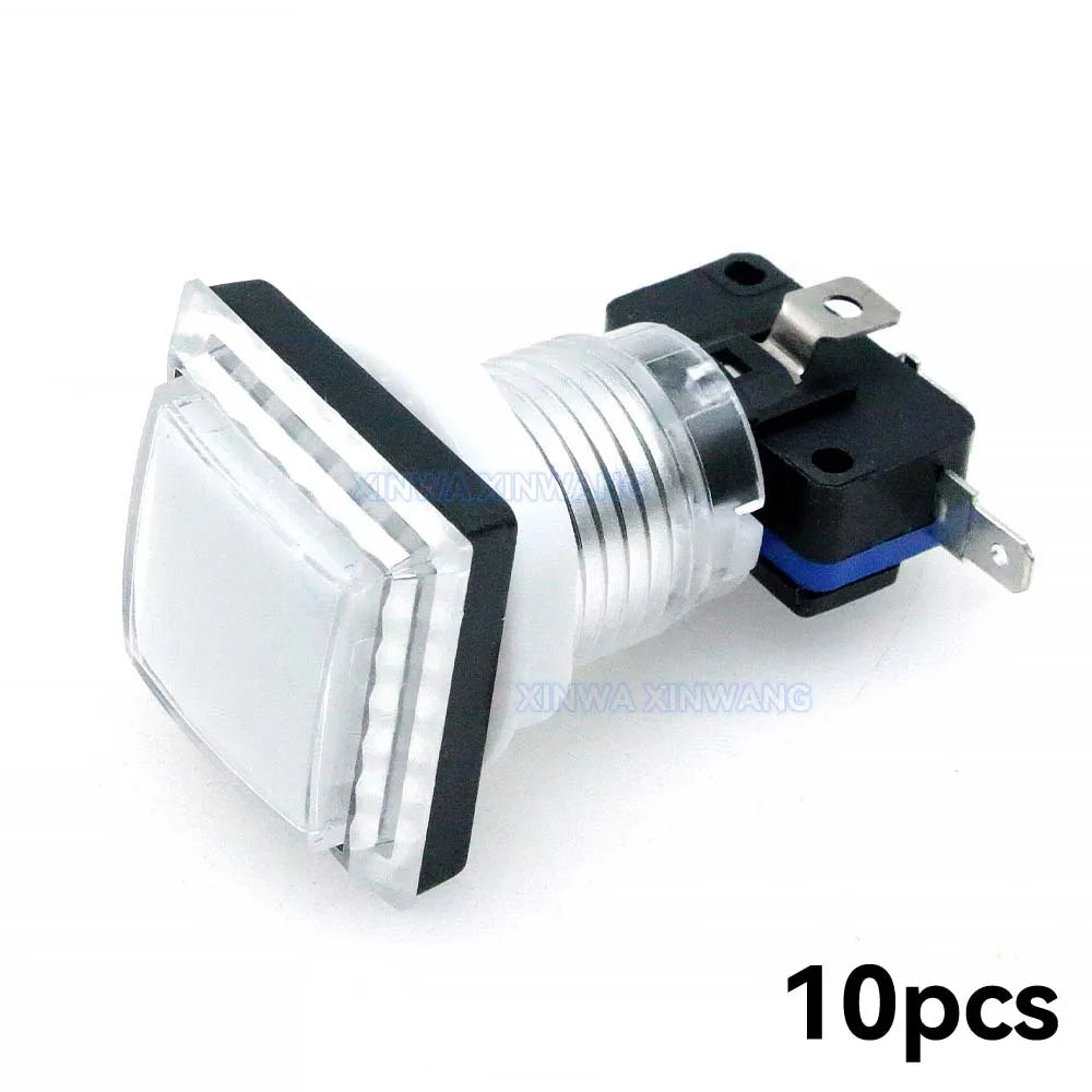 10PCS 32mm Clear Square Light Led Push Button Arcade 12v Illuminated Switches