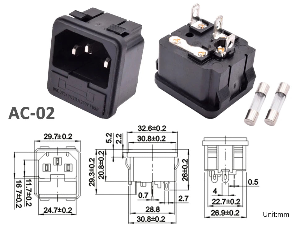 5pcs/lot 3 Pin IEC 320 C13 C14 Electrical Inlet AC Power Plug Socket  10A 250V