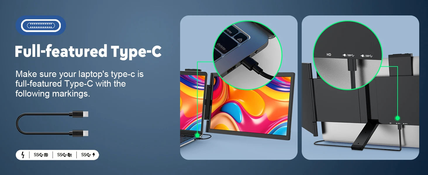 Portable Monitor 14 Inch FHD 1080P IPS Screen