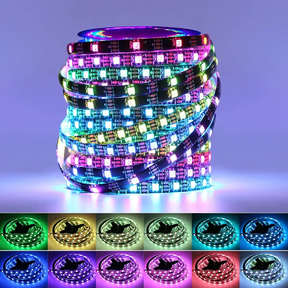 LED Light DC5V Smart Pixel RGB Led Strip Light Individually Addressable IC IP30 IP65 IP67 Magic Tape Light Black PCB