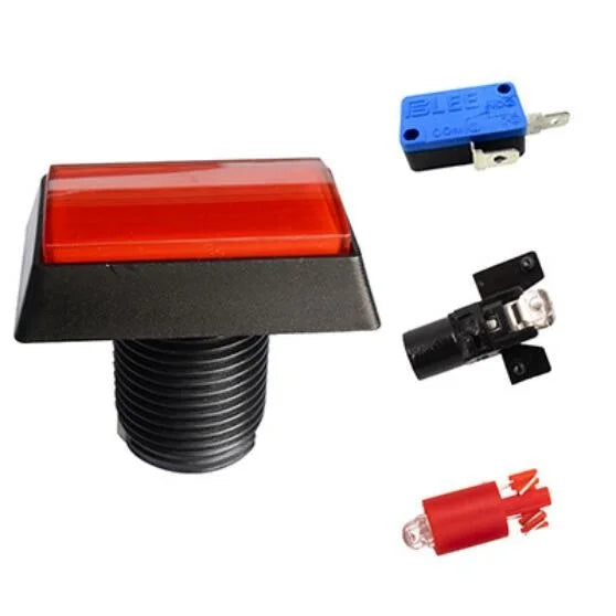 Arcade Push Buttons  Illuminated 5 Colours LED Light Lamps 30*50mm Rectangular Arcade Push Button With Microswitch