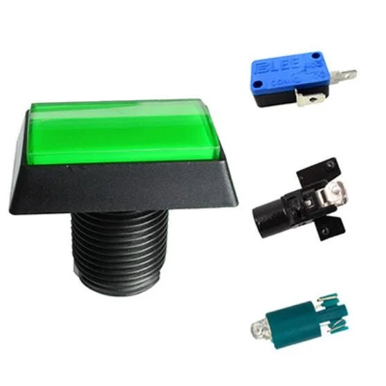 Arcade Push Buttons  Illuminated 5 Colours LED Light Lamps 30*50mm Rectangular Arcade Push Button With Microswitch