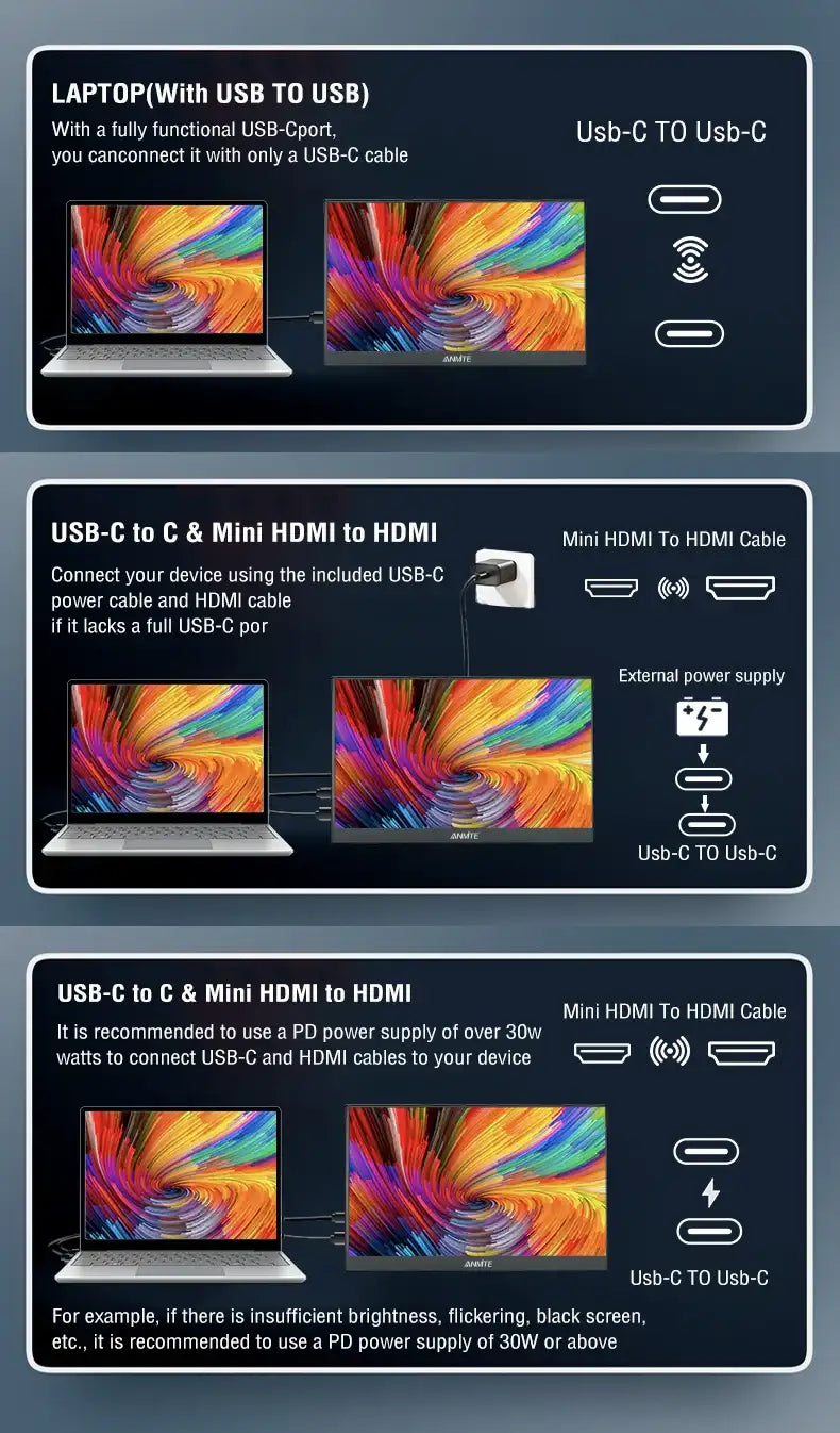 16-Inch Portable Touch Monitor Non-touch optional 1200P HDR 16:10