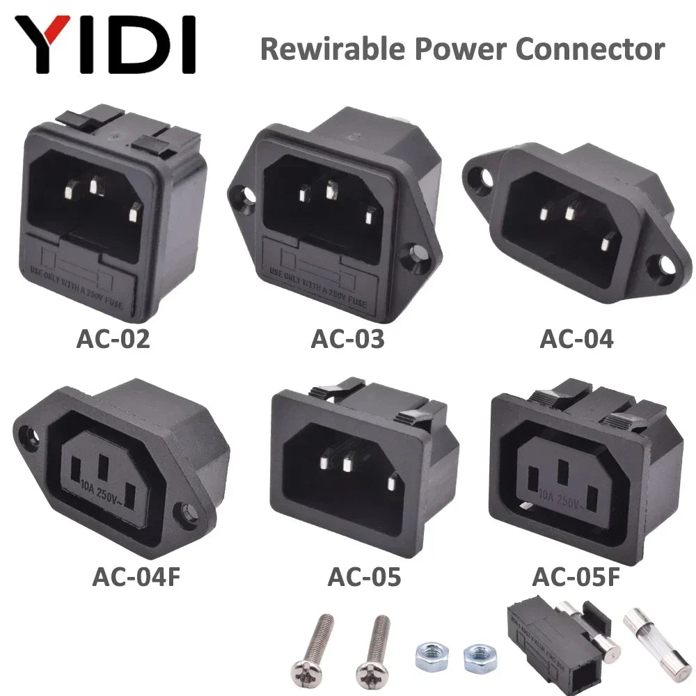 5pcs/lot 3 Pin IEC 320 C13 C14 Electrical Inlet AC Power Plug Socket  10A 250V
