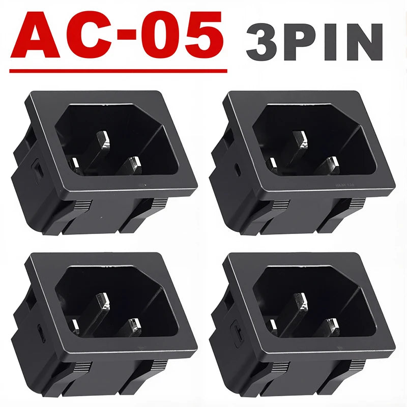 AC Power Socket C14 Inlet Power Industrial Socket Plug LEC320 C14 3Pin Panel Inlet Socket 250VAC 10A