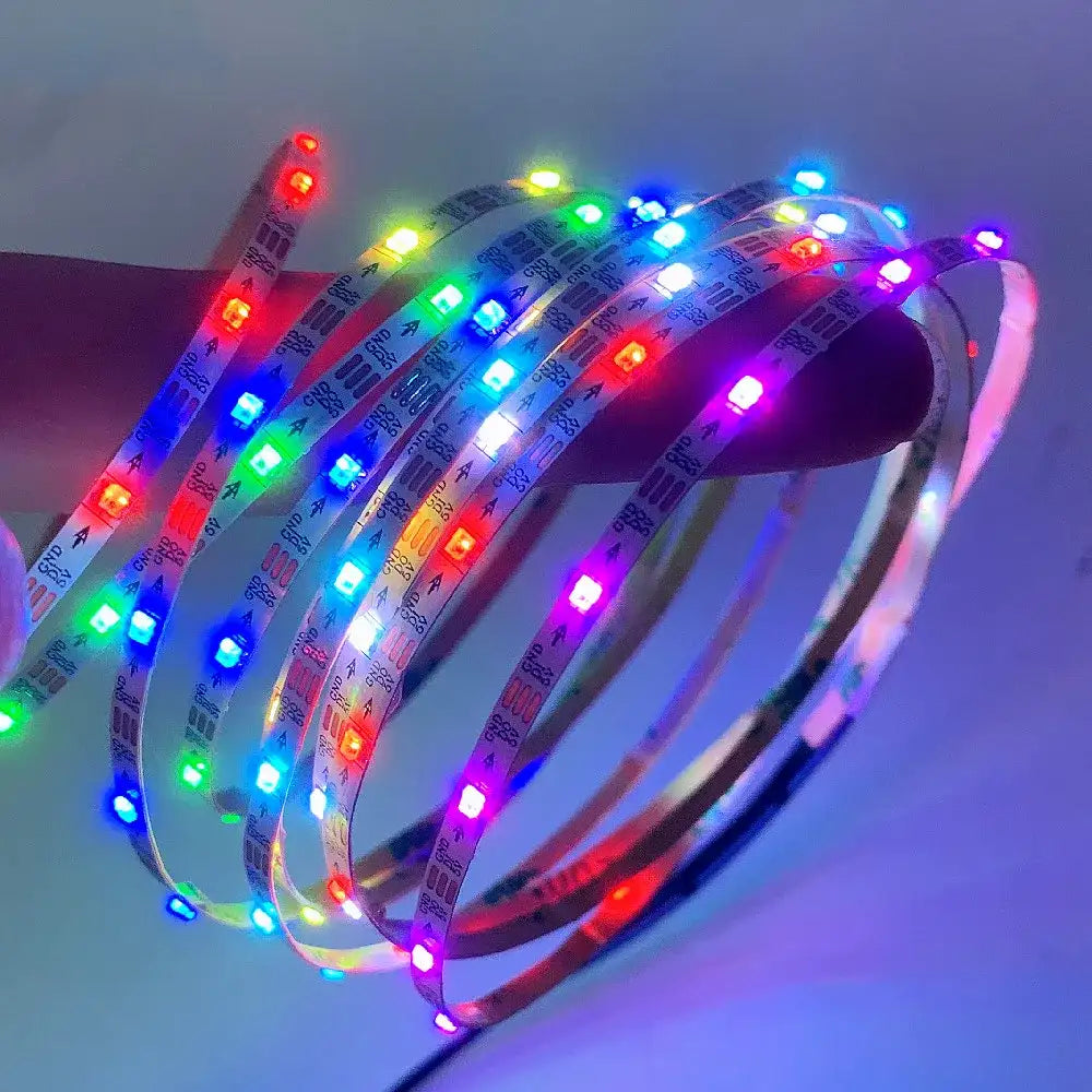 DC 5V 3mm Narrow Width White Black PCB WS2812B LED Strip 60Leds/m 2020 RGB Individually Addressable Dream Color Pixel Light Tape