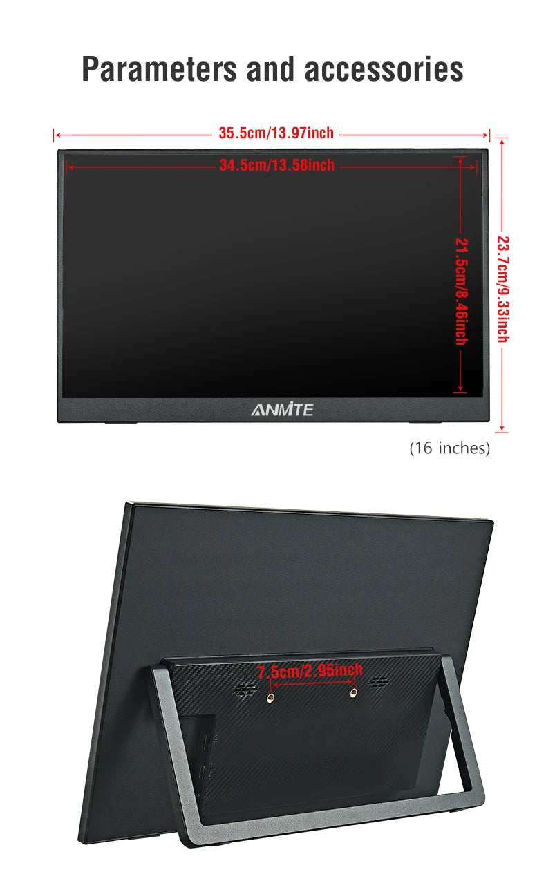 16-Inch Portable Touch Monitor Non-touch optional 1200P HDR 16:10