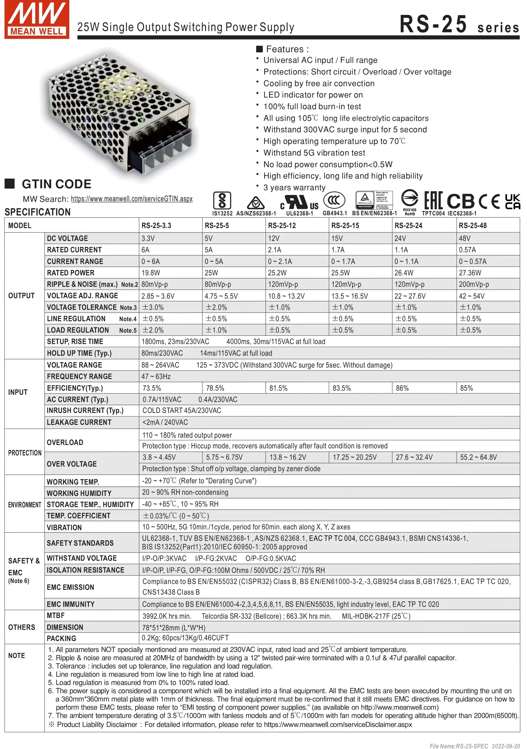Mean Well AC to DC SMPS Meanwell 5V 12V 15V 24V 48V LRS-50/75/100/150/200/350/450/600 LED Switching Power Supply