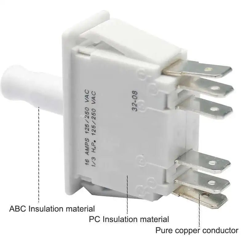 Push-Pull 6 PIN Interlock Way Closing Double Pole Sliding Door Switch DPDT