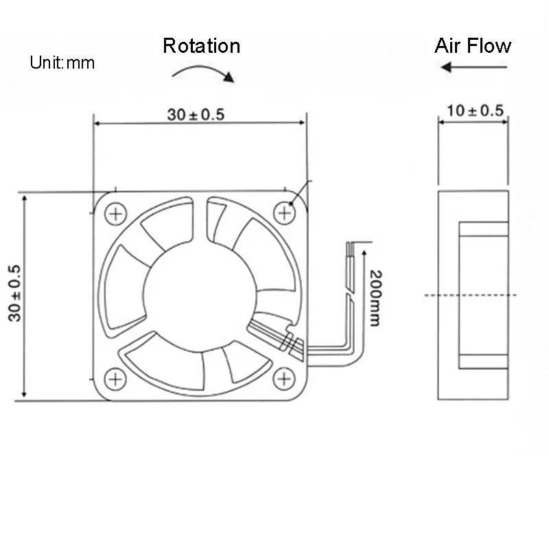 60mm 50mm 40mm 30mm Fans DC 12v 24v 5v Sleeve Bearing Industrial Cooling Fans with Brushless Motor