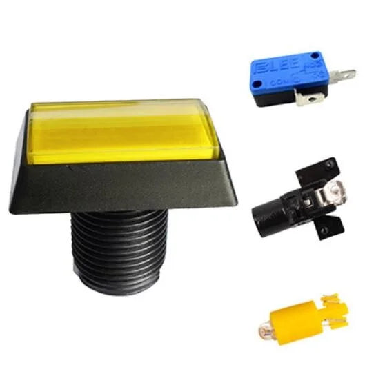 Arcade Push Buttons  Illuminated 5 Colours LED Light Lamps 30*50mm Rectangular Arcade Push Button With Microswitch