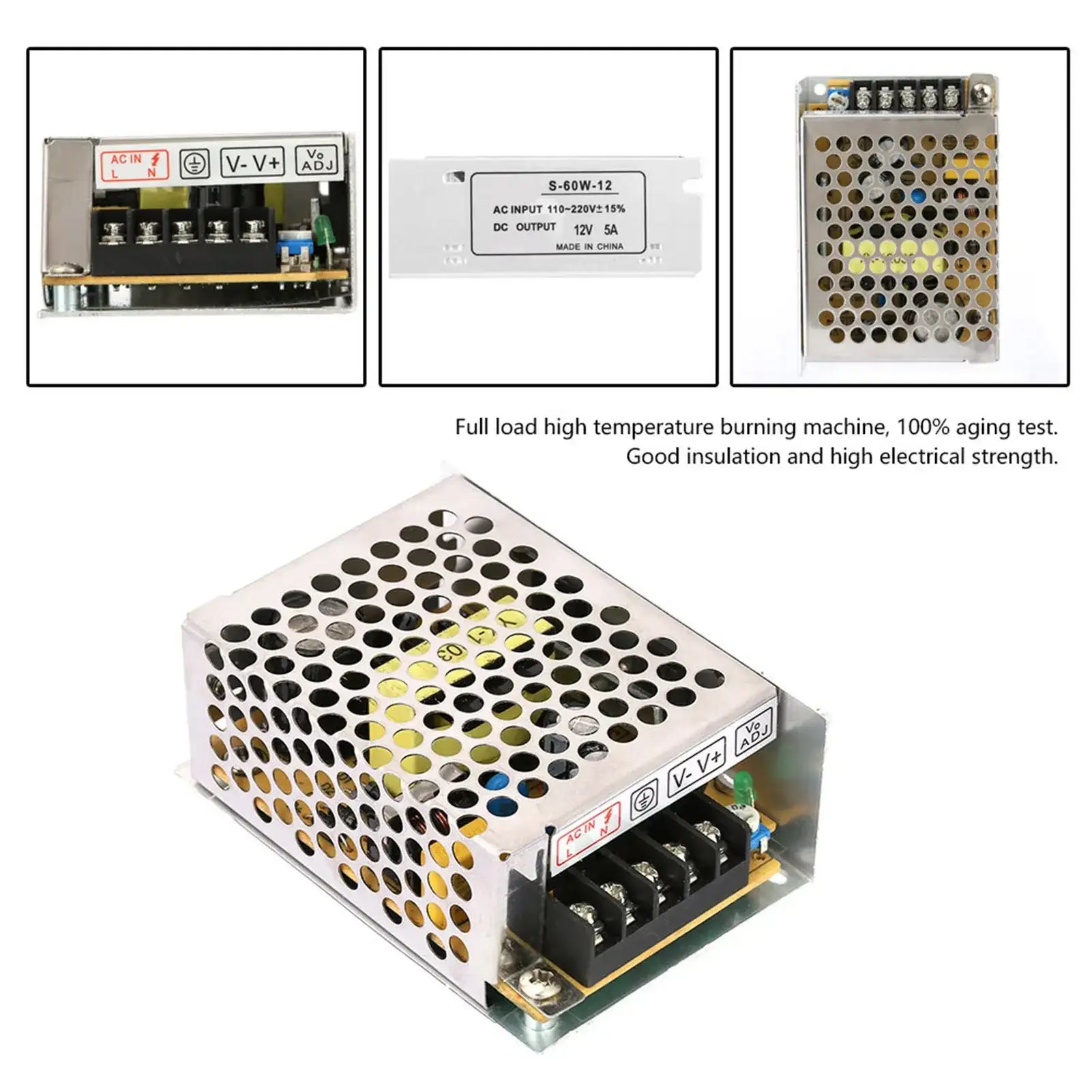 5A 12V AC/DC Voltage Converter Universal Regulated Switch Power Supply for LED Power Supply Regulated Switch