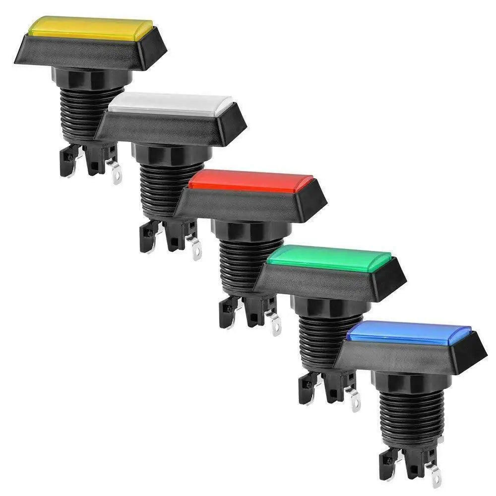 Arcade Push Buttons  Illuminated 5 Colours LED Light Lamps 30*50mm Rectangular Arcade Push Button With Microswitch